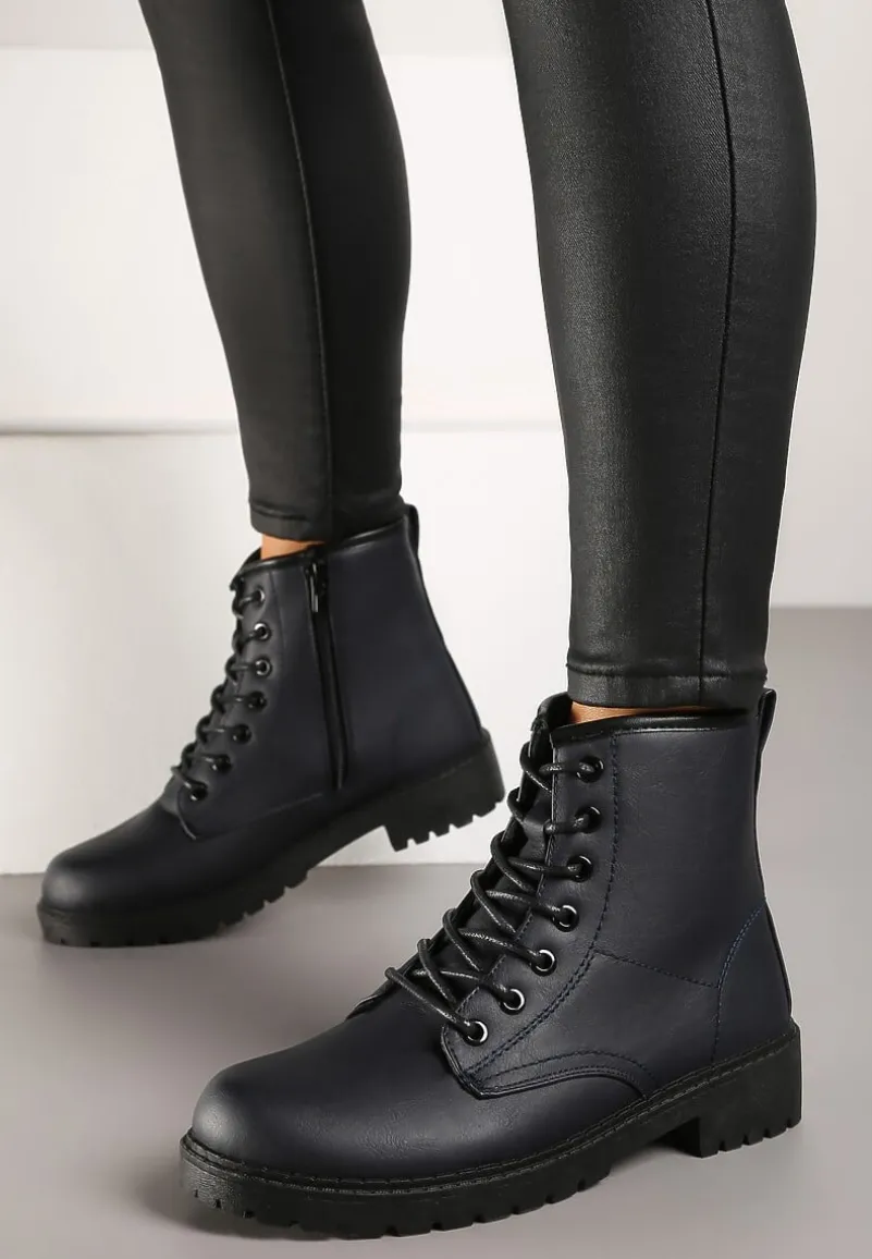 Granatowe Botki Baines