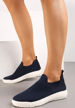 Granatowe Buty Sportowe ze Skarpetkową Cholewką i Ściągaczem Arnalli