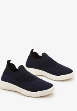 Granatowe Buty Sportowe ze Skarpetkową Cholewką i Ściągaczem Arnalli