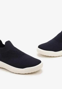 Granatowe Buty Sportowe ze Skarpetkową Cholewką i Ściągaczem Arnalli