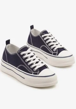 Granatowe Casualowe Trampki na Niskiej Platformie Natirinne