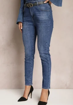 Granatowe Dopasowane Jeansy Skinny Kifia