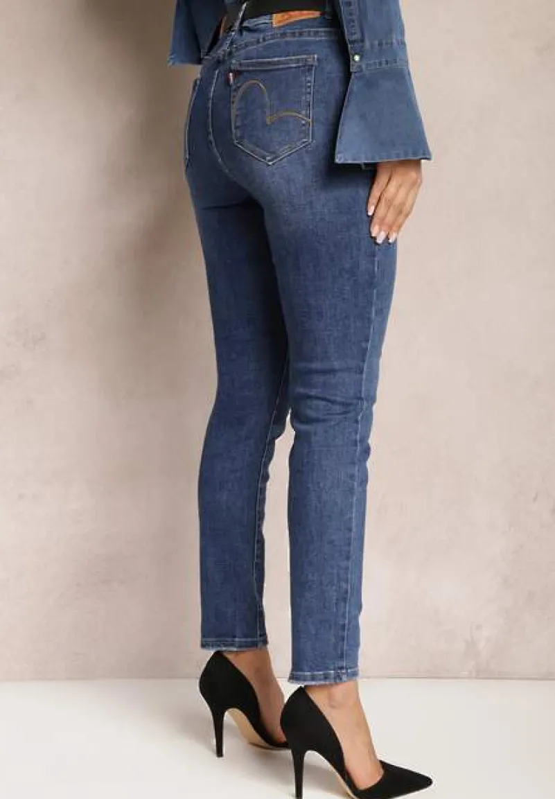 Granatowe Dopasowane Jeansy Skinny Kifia