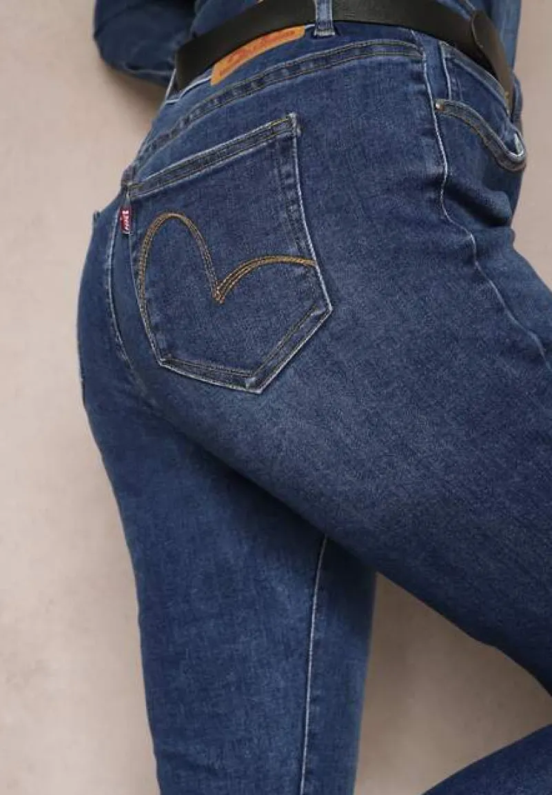 Granatowe Dopasowane Jeansy Skinny Kifia