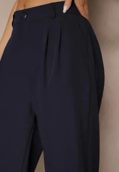 Granatowe Eleganckie Spodnie Typu Culottes Silunea