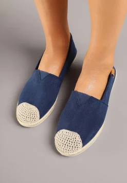 Granatowe Espadryle z Elastyczną Wstawką Zdobione Plecionką Kinellis