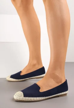 Granatowe Espadryle z Motywem Plecionki Ralomea