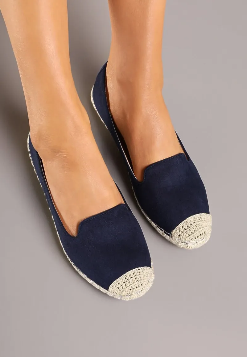 Granatowe Espadryle z Motywem Plecionki Ralomea