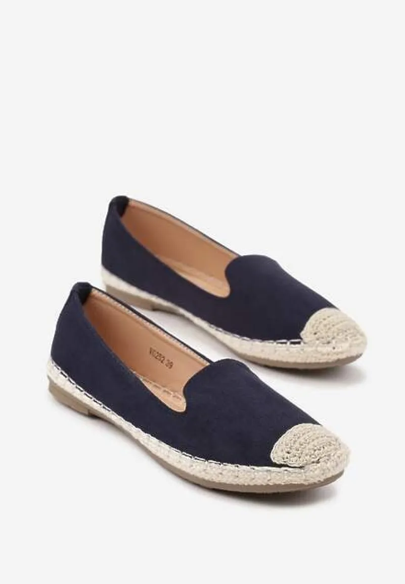 Granatowe Espadryle z Motywem Plecionki Ralomea