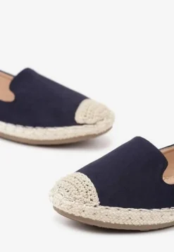 Granatowe Espadryle z Motywem Plecionki Ralomea