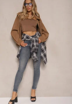 Granatowe Jeansy Skinny High Waist Ivallora