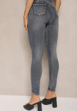 Granatowe Jeansy Skinny High Waist Ivallora