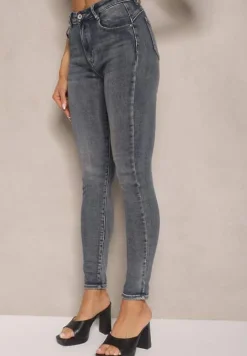 Granatowe Jeansy Skinny High Waist Ivallora