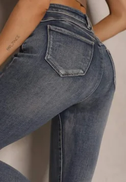 Granatowe Jeansy Skinny High Waist Ivallora