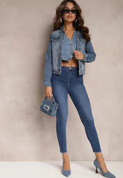 Granatowe Jeansy Skinny High Waist Vivizo