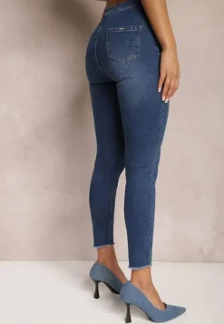 Granatowe Jeansy Skinny High Waist Vivizo