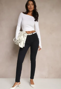 Granatowe Jeansy Slim Fit z Regularnym Stanem Solzedis