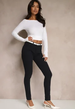 Granatowe Jeansy Slim Fit z Regularnym Stanem Solzedis