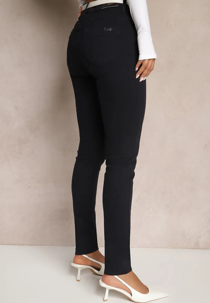 Granatowe Jeansy Slim Fit z Regularnym Stanem Solzedis