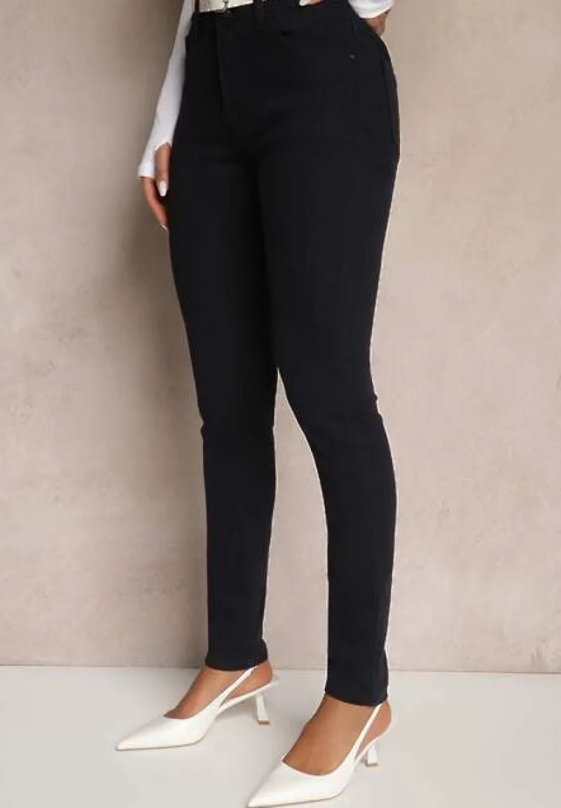 Granatowe Jeansy Slim Fit z Regularnym Stanem Solzedis