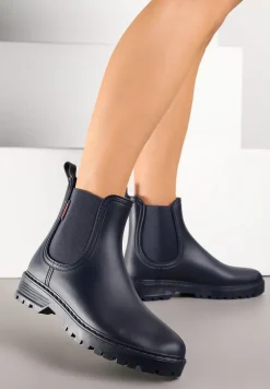 Granatowe Kalosze z Elastycznymi Wstawkami Zanara