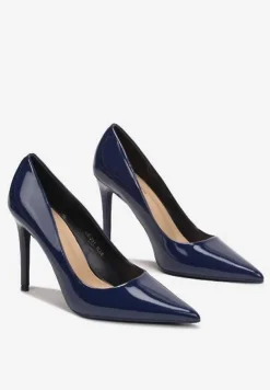 Granatowe Klasyczne Szpilki ze Szpiczastym Noskiem Rtivime