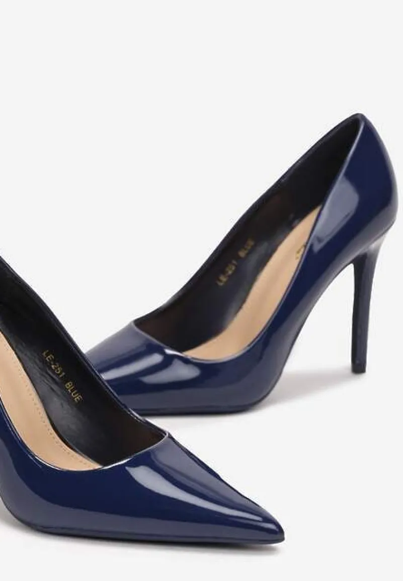 Granatowe Klasyczne Szpilki ze Szpiczastym Noskiem Rtivime