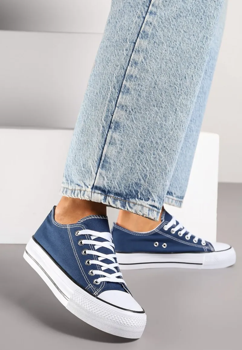 Granatowe Klasyczne Trampki Przed Kostkę Xarosa