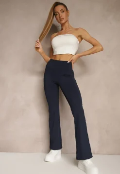 Granatowe Legginsy Dzwony High Waist Orruvana