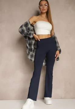 Granatowe Legginsy Dzwony High Waist Orruvana