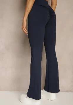 Granatowe Legginsy Dzwony High Waist Orruvana