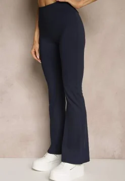 Granatowe Legginsy Dzwony High Waist Orruvana