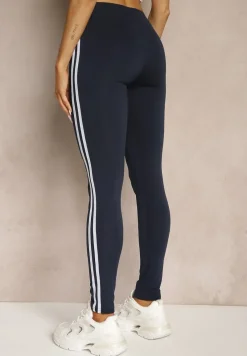 Granatowe Legginsy Ozdobione Lampasami Puelle