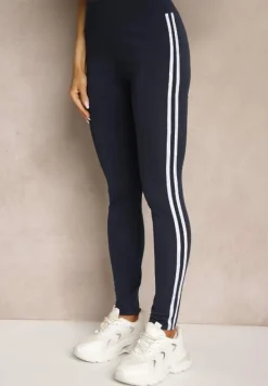 Granatowe Legginsy Ozdobione Lampasami Puelle
