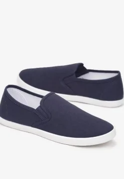 Granatowe Materiałowe Tenisówki na Elastycznej Podeszwie Aishani