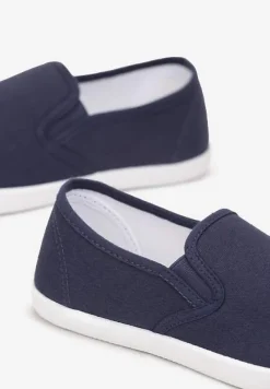 Granatowe Materiałowe Tenisówki na Elastycznej Podeszwie Aishani