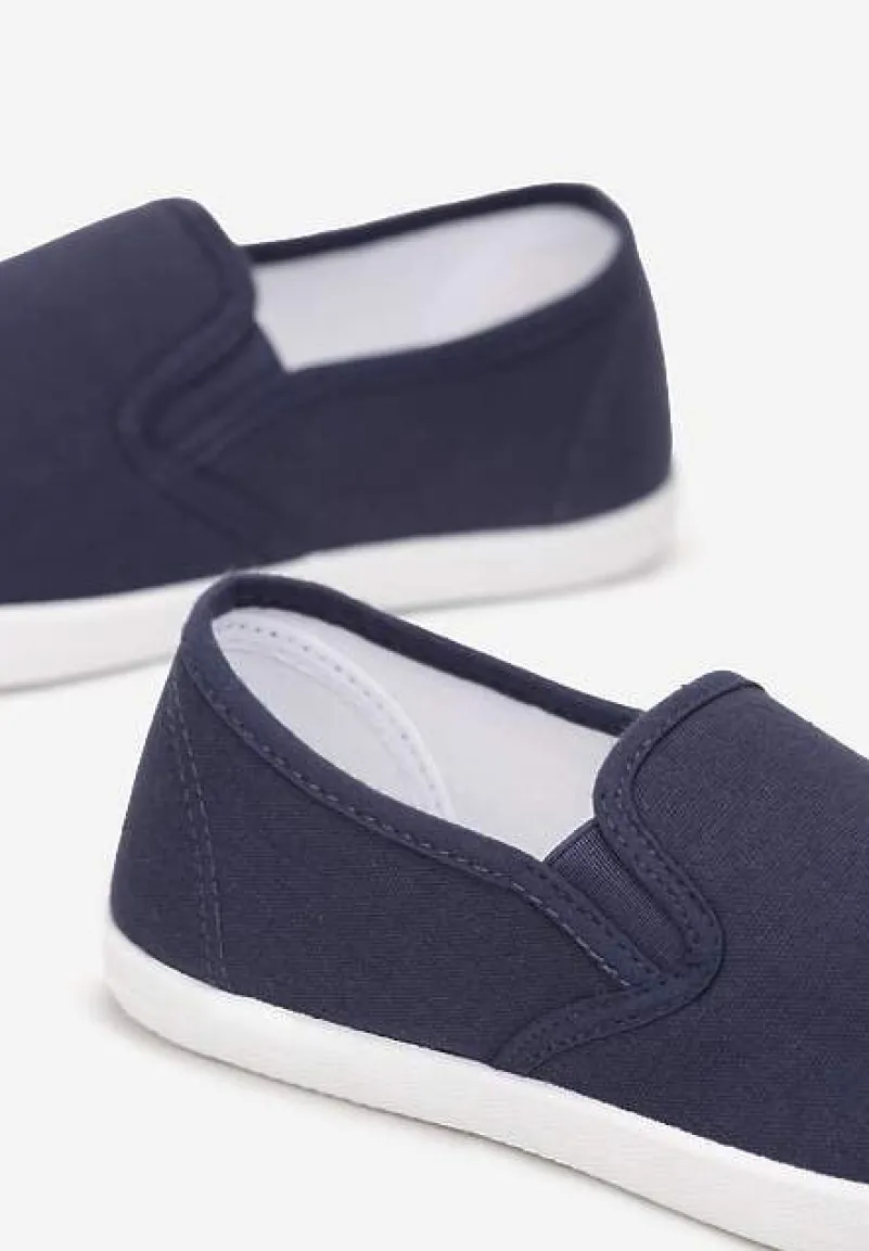 Granatowe Materiałowe Tenisówki na Elastycznej Podeszwie Aishani