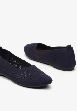Granatowe Płaskie Balerinki z Siateczkowego Materiału Nelibra