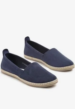 Granatowe Płaskie Espadryle z Plecionką na Podeszwie Julietae