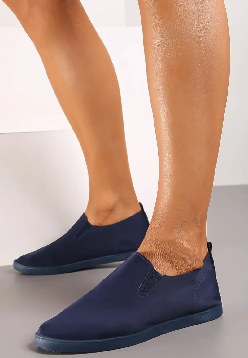 Granatowe Płaskie Tenisówki z Elastyczną Podeszwą Vimeris