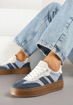 Granatowe Sneakersy Tenisówki na Kauczukowej Podeszwie Ardisora