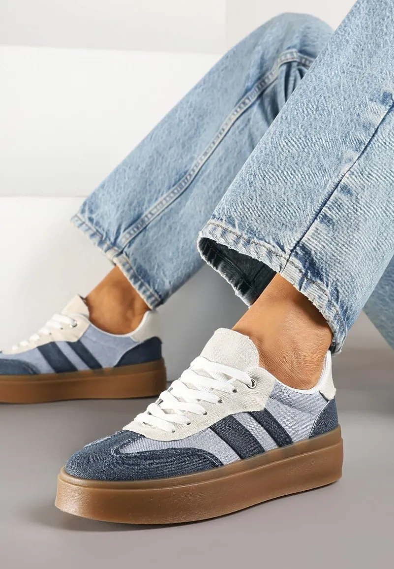 Granatowe Sneakersy Tenisówki na Kauczukowej Podeszwie Ardisora