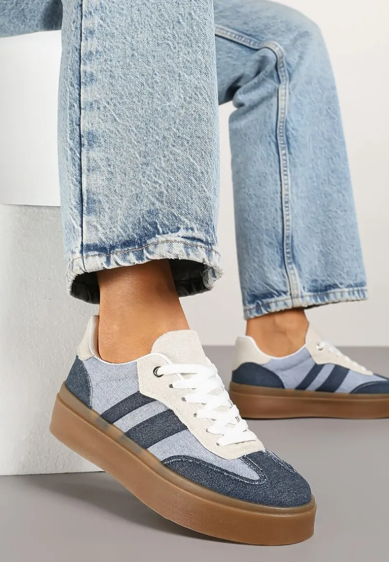 Granatowe Sneakersy Tenisówki na Kauczukowej Podeszwie Ardisora