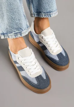 Granatowe Sneakersy Tenisówki na Kauczukowej Podeszwie Ardisora