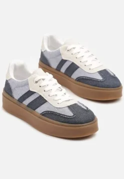 Granatowe Sneakersy Tenisówki na Kauczukowej Podeszwie Ardisora