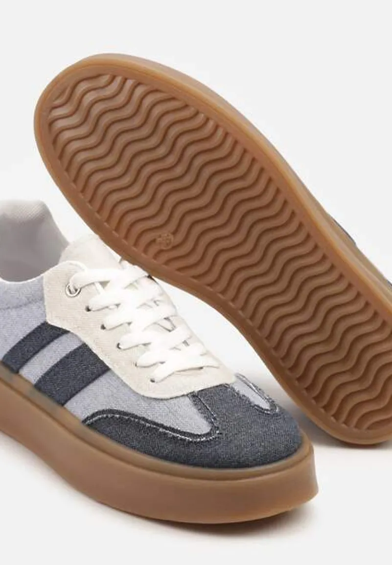 Granatowe Sneakersy Tenisówki na Kauczukowej Podeszwie Ardisora