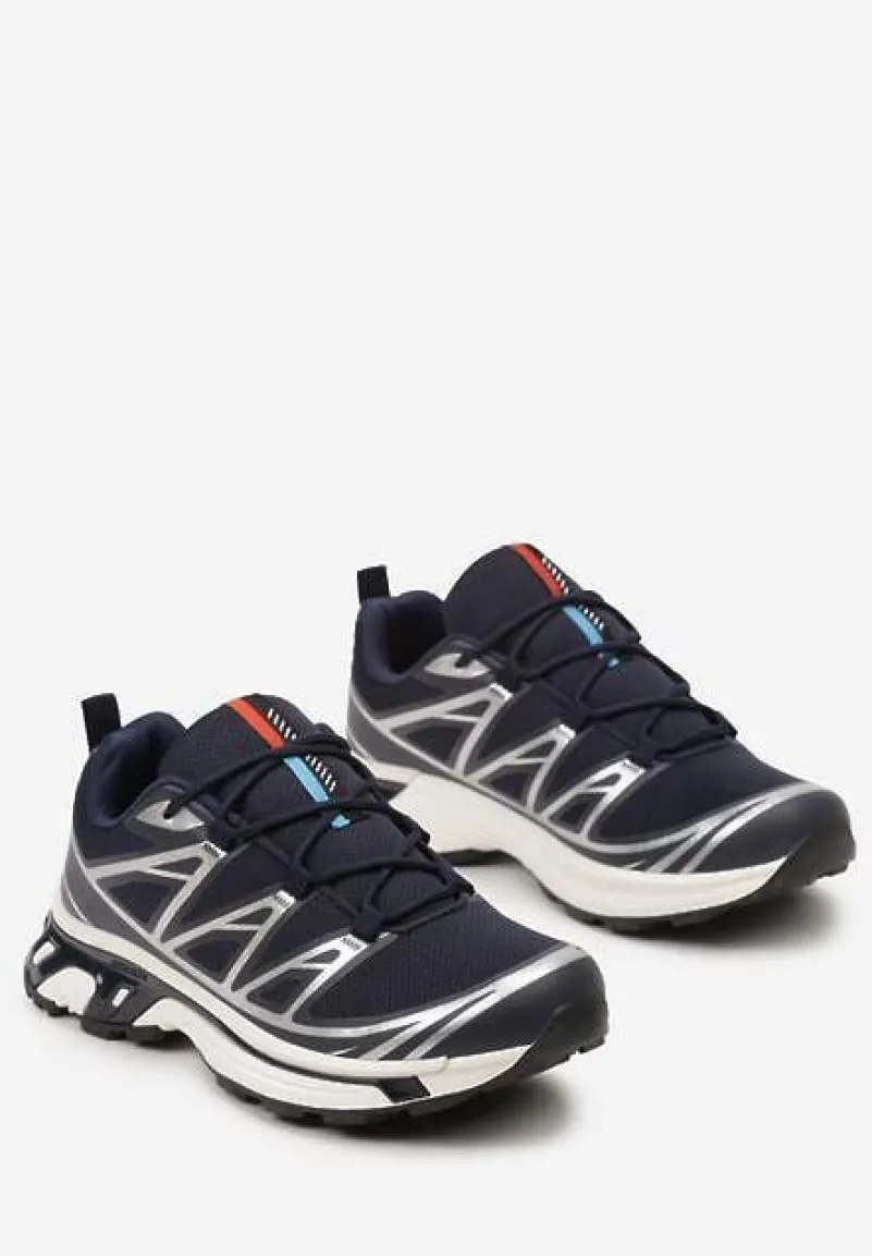 Granatowe Sneakersy z Ozdobnymi Wstawkami i Ściąganą Gumką Aineri