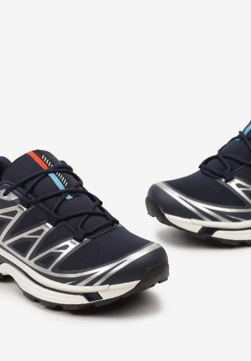 Granatowe Sneakersy z Ozdobnymi Wstawkami i Ściąganą Gumką Aineri