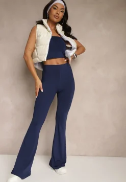 Granatowe Spodnie Dzwony Efralice