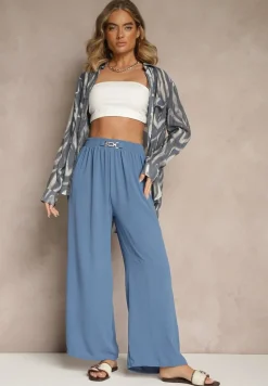 Granatowe Szerokie Spodnie Bailesa